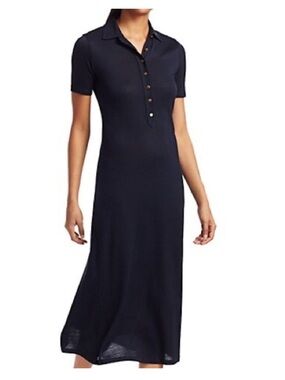 Rag & Bone Rowan Polo Dress Navy Midi Collared Button Front Size S NWT